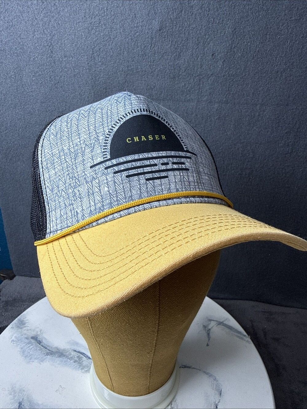 Prana Womens Trucker Birch Chaser Snapback Hat Mesh Yellow Gray Outdoor NWOT